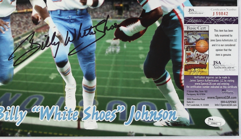 Billy "White Shoes" Johnson Signed Oilers 11x14 Photo (JSA COA) at