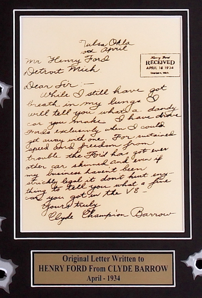 Did clyde barrow write a letter to henry ford picture